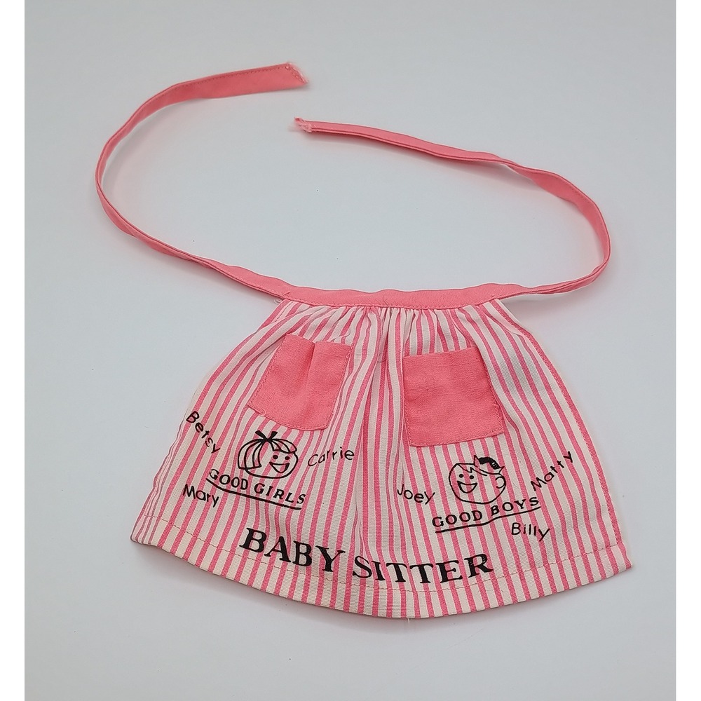 Vintage Barbie BABY SITTER Babysitter Baby Sits Pink Striped Apron